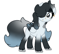 Size: 600x554 | Tagged: safe, artist:angei-bites, base used, oc, oc only, oc:rain cloud, species:pegasus, species:pony, colored wings, female, mare, multicolored wings, piercing, simple background, solo, transparent background