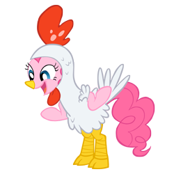 Size: 3000x3000 | Tagged: safe, artist:internationaltck, character:pinkie pie, species:chicken, species:earth pony, species:pony, episode:luna eclipsed, g4, my little pony: friendship is magic, animal costume, bipedal, chicken pie, chicken suit, clothing, costume, female, mare, nightmare night costume, simple background, solo, transparent background, vector, vector trace