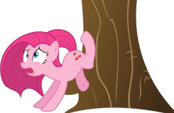 Size: 12322x8000 | Tagged: safe, artist:hourglass-vectors, character:pinkamena diane pie, character:pinkie pie, species:earth pony, species:pony, ponyscape, episode:magical mystery cure, g4, my little pony: friendship is magic, .svg available, absurd resolution, broken leg, female, inkscape, mare, simple background, solo, swapped cutie marks, transparent background, tree, vector, what my cutie mark is telling me