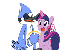 Size: 2544x1755 | Tagged: safe, artist:reina-del-caos, character:twilight sparkle, species:pony, ship:mordetwi, crossover, crossover shipping, mordecai, regular show, shipping, simple background, transparent background