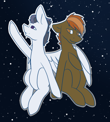 Size: 600x671 | Tagged: safe, artist:blacksky1113, character:button mash, character:rumble, species:earth pony, species:pegasus, species:pony, buttonbetes, cute, gay, hug, male, older, rumblebetes, rumblemash, shipping, stallion, stargazing, stars, winghug