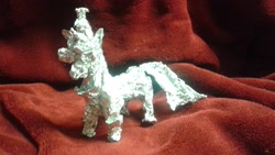 Size: 2560x1440 | Tagged: safe, artist:thefoilguy, character:moondancer, species:pony, species:unicorn, aluminum, foil, photo, sculpture, traditional art