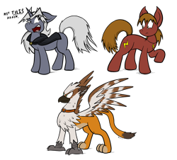 Size: 3362x3043 | Tagged: safe, artist:virmir, oc, oc only, oc:virmare, oc:virmir, species:earth pony, species:griffon, species:pony, species:unicorn, griffonized, high res, ponified, raised hoof, simple background, species swap, transparent background