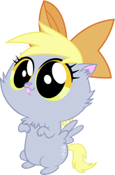 Size: 3000x4559 | Tagged: safe, artist:chiramii-chan, character:derpy hooves, g4, bow, cat, catified, cute, female, simple background, solo, species swap, underp