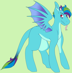 Size: 3424x3472 | Tagged: safe, artist:midnight-drip, oc, oc only, oc:cerulean, parent:princess ember, parent:rainbow dash, parents:emberdash, species:dracony, high res, hybrid, magical lesbian spawn, male, offspring, solo