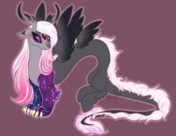 Size: 1936x1491 | Tagged: safe, artist:angei-bites, oc, oc only, oc:solasta, parent:discord, parent:twilight sparkle, parents:discolight, species:draconequus, female, hybrid, interspecies offspring, looking at you, multiple wings, offspring, solo, three eyes