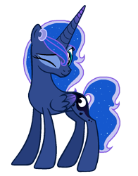 Size: 763x971 | Tagged: safe, artist:duyguusss, base used, character:princess luna, species:pony, female, one eye closed, simple background, solo, transparent background, wink