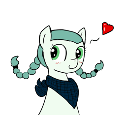 Size: 640x600 | Tagged: safe, artist:ficficponyfic, artist:methidman, edit, oc, oc only, oc:emerald jewel, species:pony, bandana, blushing, child, color, color edit, colored, colt, colt quest, cute, femboy, foal, heart, heart attack inducing art, hnnng, male, pigtails, simple background, smiling, solo, white background