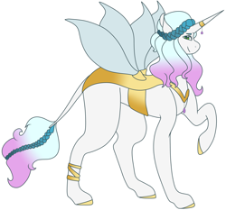 Size: 3840x3576 | Tagged: safe, artist:midnight-drip, oc, oc only, oc:nebula chrystal, parent:princess celestia, parent:queen chrysalis, parents:chryslestia, species:changeling, species:changepony, changeling oc, female, high res, hybrid, magical lesbian spawn, offspring, raised hoof, simple background, solo, white background