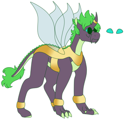 Size: 3688x3520 | Tagged: safe, artist:midnight-drip, oc, oc only, oc:phoenix flame, parent:spike, parent:thorax, parents:thoraxspike, high res, hybrid, interspecies offspring, magical gay spawn, simple background, solo, sunglasses, white background