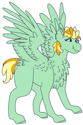 Size: 2360x3560 | Tagged: safe, artist:midnight-drip, oc, oc only, oc:sweety cider, parent:applejack, parent:lightning dust, species:pegasus, species:pony, colored wings, female, high res, magical lesbian spawn, mare, multicolored wings, offspring, simple background, solo, white background