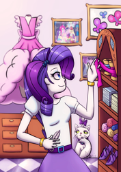 Size: 1600x2263 | Tagged: safe, artist:ghostlymarie, character:opalescence, character:rarity, my little pony:equestria girls, da scribble challenge, deviantart, female, scissors