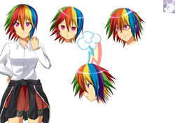 Size: 1024x722 | Tagged: safe, artist:achaoticdotstar, character:rainbow dash, species:human, clothing, concept art, female, humanized, simple background, solo, white background