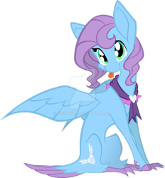 Size: 1024x1104 | Tagged: safe, artist:agentkirin, character:saddle rager, oc, oc only, oc:feather fluff, episode:power ponies, g4, my little pony: friendship is magic, female, hippalectryon, simple background, solo, tongue out, transparent background, watermark