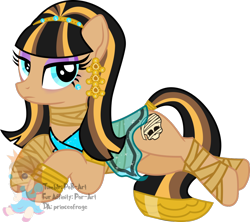 Size: 1024x908 | Tagged: safe, artist:princeofrage, species:pony, cleo de nile, egyptian, egyptian pony, monster high, mummy, ponified, resting bitch face, solo