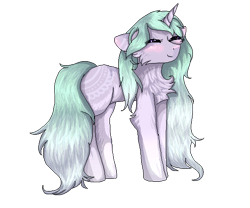 Size: 600x500 | Tagged: safe, artist:czywko, oc, oc only, species:pony, species:unicorn, blushing, eyes closed, female, gradient hair, mare, markings, pixel art, request, solo