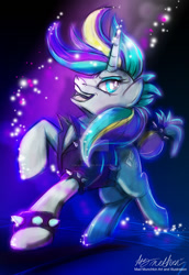 Size: 1024x1489 | Tagged: safe, artist:mad--munchkin, character:rarity, species:pony, episode:it isn't the mane thing about you, g4, my little pony: friendship is magic, alternate hairstyle, clothing, deviantart watermark, female, jacket, mare, obtrusive watermark, punk, punkity, solo, watermark