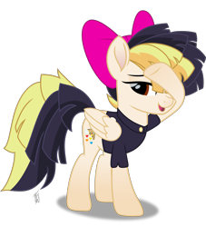 Size: 2055x2263 | Tagged: safe, artist:mlp-scribbles, character:songbird serenade, oc, oc:console command, species:pegasus, species:pony, my little pony: the movie (2017), bow, clothing, cosplay, costume, crossdressing, impostor, male, simple background, solo, stallion, transparent background