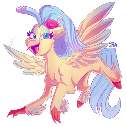 Size: 2500x2500 | Tagged: safe, artist:ihasjessie-kat, character:princess skystar, species:classical hippogriff, species:hippogriff, g4, my little pony: the movie (2017), female, flower, flower in hair, lidded eyes, solo, wings