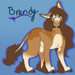 Size: 4800x4800 | Tagged: safe, artist:midnight-drip, oc, oc only, oc:brandy, species:earth pony, species:pony, absurd resolution, bad anatomy, cloven hooves, female, mare, small head, solo, tongue out