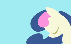 Size: 1632x1021 | Tagged: safe, artist:anonymousnekodos, character:bon bon, character:sweetie drops, species:earth pony, species:pony, blue background, bust, eyes closed, female, lineless, mare, minimalist, modern art, portrait, simple background, solo, wallpaper