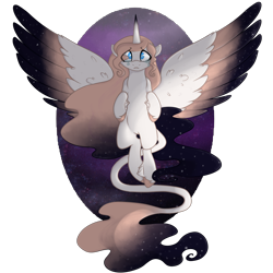 Size: 1500x1500 | Tagged: safe, artist:angei-bites, oc, oc only, oc:lacuna, species:alicorn, species:pony, colored wings, colored wingtips, female, mare, multicolored wings, simple background, solo, spread wings, transparent background, wings