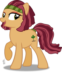 Size: 2051x2383 | Tagged: safe, artist:mlp-scribbles, oc, oc only, oc:merry mertle, species:pony, ponyscape, commission, female, hairband, high res, inkscape, mare, open mouth, signature, simple background, solo, tail band, transparent background, vector