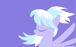 Size: 1632x1024 | Tagged: safe, artist:anonymousnekodos, character:cloudchaser, species:pegasus, species:pony, blue background, eyes closed, female, lineless, mare, minimalist, modern art, simple background, solo, spread wings, wallpaper, wings