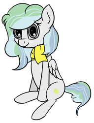 Size: 895x1171 | Tagged: safe, artist:rhythmpixel, oc, oc only, oc:river chime, species:pegasus, species:pony, 2018 community collab, derpibooru community collaboration, clothing, cutie mark, female, scarf, simple background, sitting, solo, transparent background