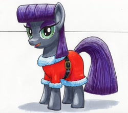 Size: 2644x2338 | Tagged: safe, artist:bbqninja501st, character:maud pie, species:earth pony, species:pony, clothing, cute, female, looking at you, mare, maudabetes, simple background, smiling, solo, traditional art, white background