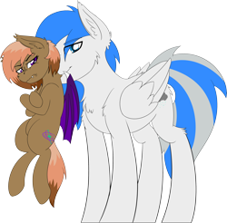 Size: 3136x3091 | Tagged: safe, artist:wcnimbus, oc, oc only, oc:rias, oc:snowstorm, species:bat pony, species:pegasus, species:pony, 2018 community collab, derpibooru community collaboration, mouth hold, scruff, simple background, size difference, transparent background
