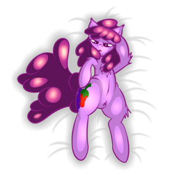 Size: 3400x3400 | Tagged: safe, artist:goldenmercurydragon, character:berry punch, character:berryshine, bed, chest fluff, ear fluff, female, leg fluff, on back, pubic fluff, shoulder fluff, solo