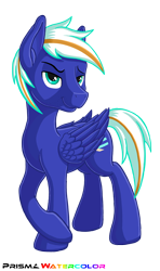 Size: 1000x1687 | Tagged: safe, artist:prismawatercolor, oc, oc only, oc:electric blue, species:pegasus, species:pony, crossed arms, male, simple background, smiling, smirk, smug, solo, stallion, stubble, transparent background, wings