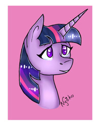 Size: 607x780 | Tagged: safe, artist:nyokoart, character:twilight sparkle, character:twilight sparkle (alicorn), species:alicorn, species:pony, bust, female, portrait, solo, tearing up
