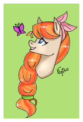 Size: 607x880 | Tagged: safe, artist:nyokoart, oc, oc only, species:pony, butterfly, smiling, solo