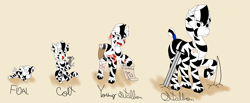 Size: 3150x1300 | Tagged: safe, artist:thomas tesla, oc, oc only, oc:burdock of virgo, species:pony, species:zebra, age progression, blood, colt, foal, growth, hunter, male, stallion, sword, weapon, zebra oc