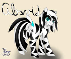 Size: 1600x1320 | Tagged: safe, artist:thomas tesla, oc, oc only, oc:alsvid, species:zebra, cute, featureless crotch, female, looking at you, looking back, plot, rear view, simple background, solo, zebra oc