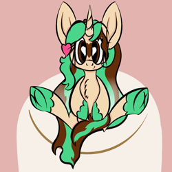 Size: 1000x1000 | Tagged: safe, artist:souldew, oc, oc only, oc:peppermint coco, species:pony, species:unicorn, explicit source, food, frog (hoof), heart eyes, male, marshmallow, solo, trap, underhoof, wingding eyes