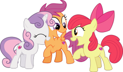 Size: 5669x3316 | Tagged: safe, artist:sinkbon, character:apple bloom, character:scootaloo, character:sweetie belle, species:earth pony, species:pegasus, species:pony, species:unicorn, episode:crusaders of the lost mark, g4, my little pony: friendship is magic, .svg available, cute, cutie mark, cutie mark crusaders, female, filly, foal, simple background, the cmc's cutie marks, transparent background, trio, vector