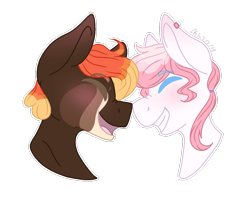 Size: 1200x970 | Tagged: safe, artist:person8149, oc, oc only, species:pony, ambiguous gender, bust, nuzzling, portrait, simple background, transparent background, white outline