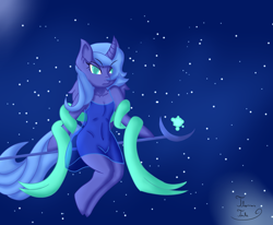 Size: 2430x2000 | Tagged: safe, artist:thomas tesla, character:princess luna, species:alicorn, species:pony, clothing, female, flight, flying, holy, nightgown, priestess, s1 luna, semi-anthro, solo, young, young luna, younger