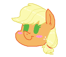 Size: 224x192 | Tagged: safe, artist:ghostlymarie, character:applejack, species:earth pony, species:pony, animated, blushing, chibi, female, gif, head, pixel art, simple background, solo, transparent background