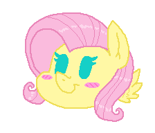 Size: 224x192 | Tagged: safe, artist:ghostlymarie, character:fluttershy, species:pegasus, species:pony, animated, blushing, chibi, female, gif, head, pixel art, simple background, solo, transparent background