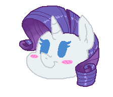 Size: 224x192 | Tagged: safe, artist:ghostlymarie, character:rarity, species:pony, species:unicorn, animated, blushing, chibi, female, gif, head, pixel art, simple background, solo, transparent background