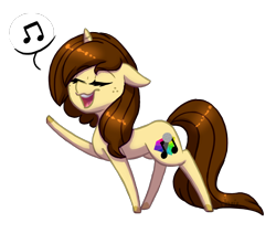 Size: 982x829 | Tagged: safe, artist:ghostlymarie, oc, oc only, oc:chorus line, species:pony, species:unicorn, chibi, eyes closed, music notes, open mouth, pictogram, simple background, singing, solo, transparent background