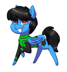 Size: 700x757 | Tagged: safe, artist:ghostlymarie, oc, oc only, oc:seashore script, species:pegasus, species:pony, chibi, grin, simple background, smiling, transparent background