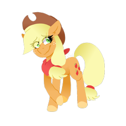 Size: 1000x1000 | Tagged: safe, artist:ghostlymarie, character:applejack, species:earth pony, species:pony, bandana, crossed hooves, female, happy, lineless, mare, simple background, smiling, solo, transparent background