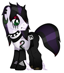Size: 817x919 | Tagged: safe, artist:thecreativeenigma, base used, oc, oc only, oc:moonshadow maltese, species:earth pony, species:pony, choker, clothing, eyeshadow, goth, makeup, male, pants, simple background, solo, spiked choker, stallion, transparent background