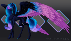 Size: 2874x1657 | Tagged: safe, artist:bastet-catmew, oc, oc only, oc:brianna, species:pegasus, species:pony, colored wings, female, mare, multicolored wings, solo