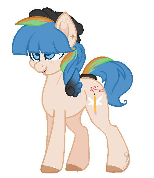 Size: 504x583 | Tagged: safe, artist:sodapopfairypony, oc, oc:willow, species:earth pony, species:pony, animated, blinking, clothing, female, gif, hat, mare, simple background, solo, transparent background